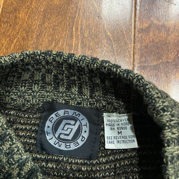 Permit Vintage Skater Abstract Tan Black Crewneck Acrylic Sweater Men's Size M - Picture 6 of 8